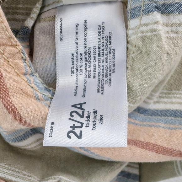 OshKosh Baja Stripe Canvas Shortall - 2T - Picture 5 of 7